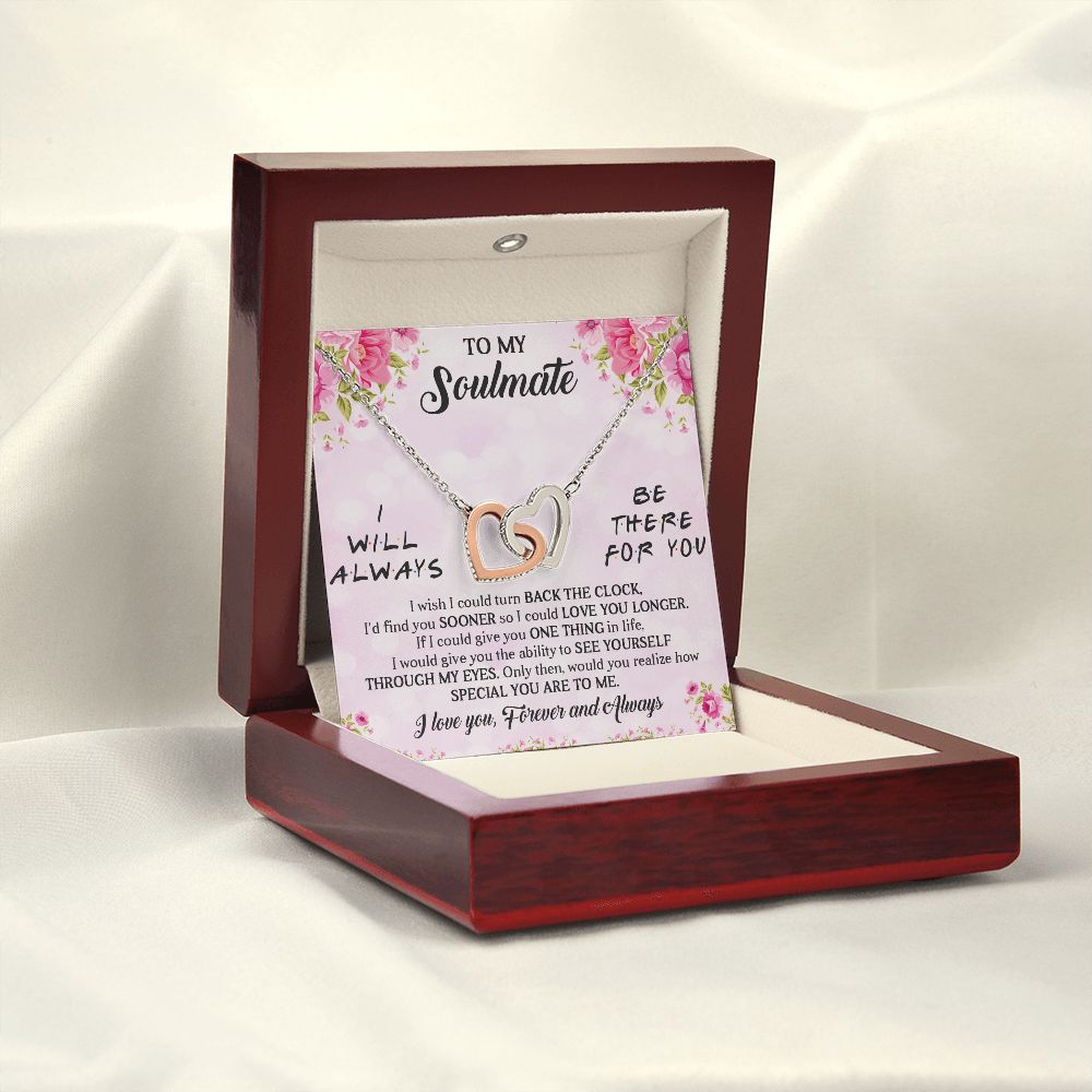 I WILL ALWAYS BE THERE FOR YOU, INTERLOCKING HEART NECKLACE, FOR COUPLES, BIRTHDAY GIFT FOR HER, NECKLACE WITH MESSAGE CARD