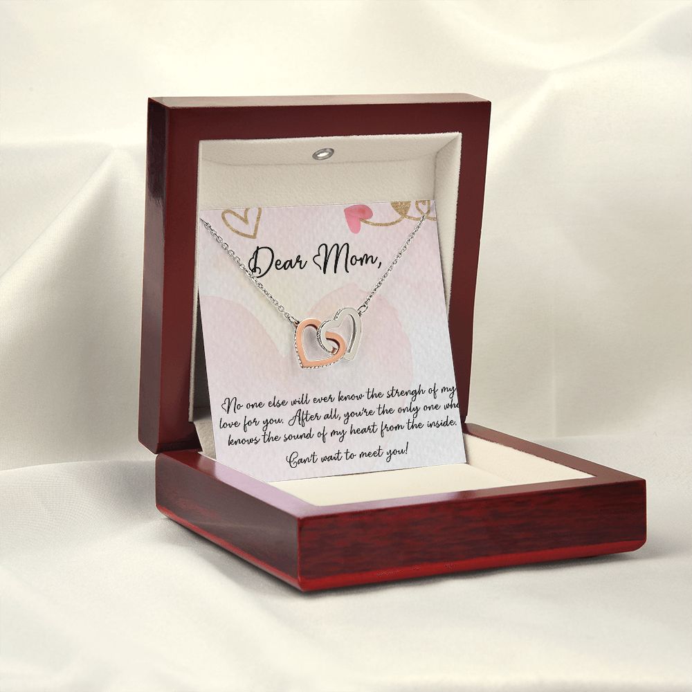 DEAR MOM, INTERLOCKING HEART NECKLACE FOR MOM TO BE, NECKLACE WITH MESSAGE CARD, BIRTHDAY, MOTHER'S DAY GIFT FOR HER