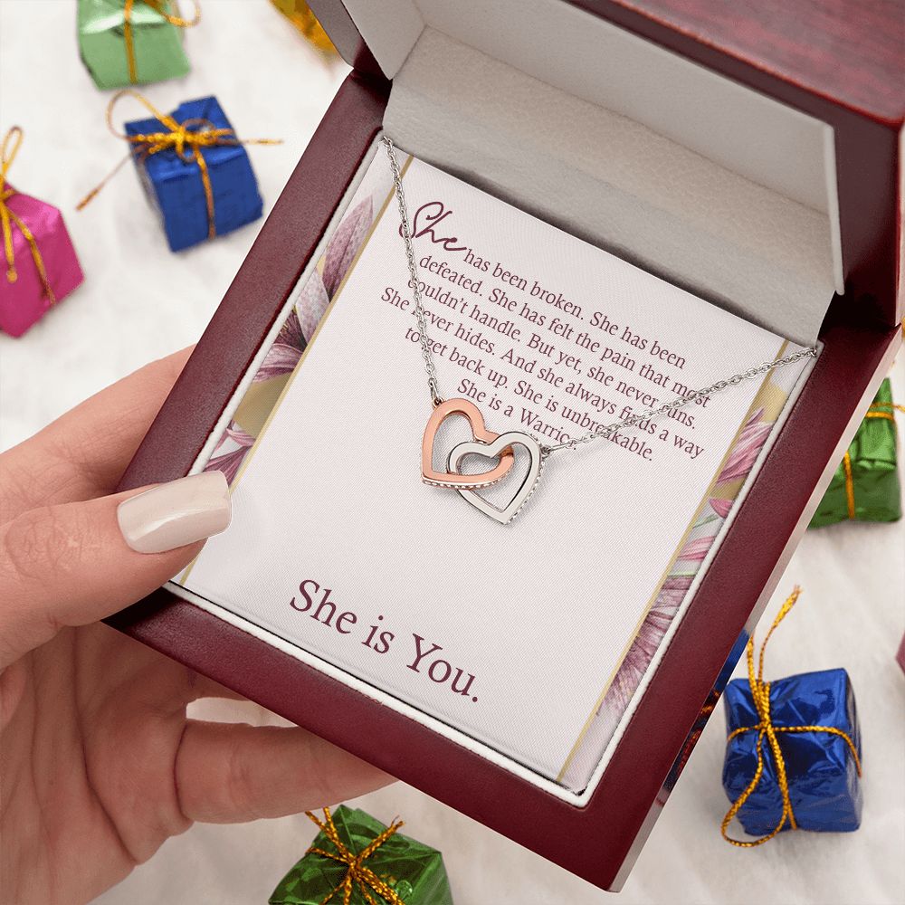 INTERLOCKING HEART NECKLACE WITH MESSAGE CARD, Gift To Self Motivate your loved ones, UNIQUE GIFT FOR HER
