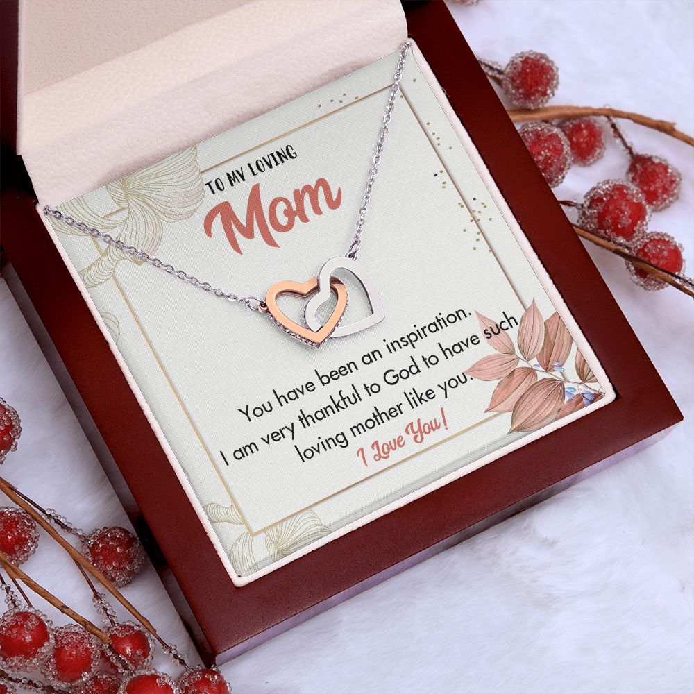 TO MY LOVING MOM, INTERLOCKING HEART NECKLACE FOR MOM, NECKLACE WITH MESSAGE CARD, BIRTHDAY, MOTHER'S DAY GIFT FOR HER