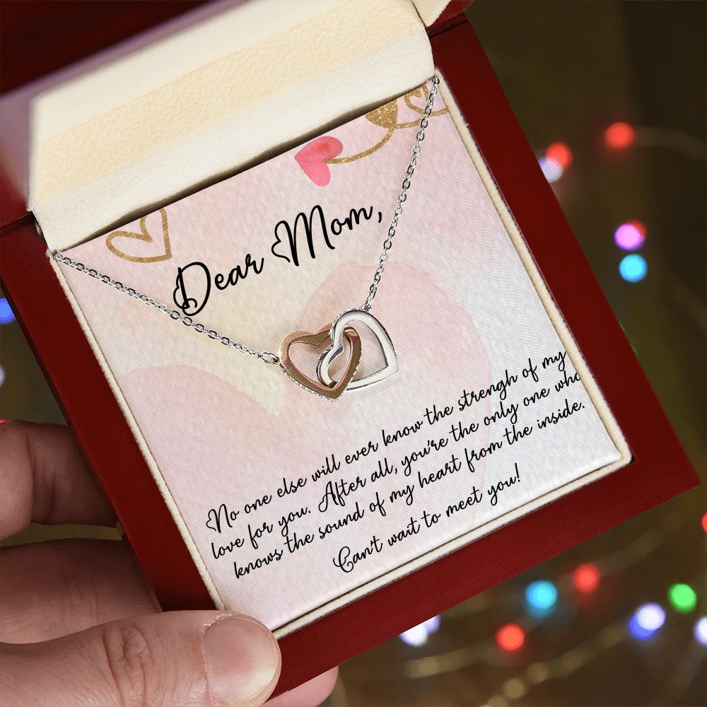 DEAR MOM, INTERLOCKING HEART NECKLACE FOR MOM TO BE, NECKLACE WITH MESSAGE CARD, BIRTHDAY, MOTHER'S DAY GIFT FOR HER