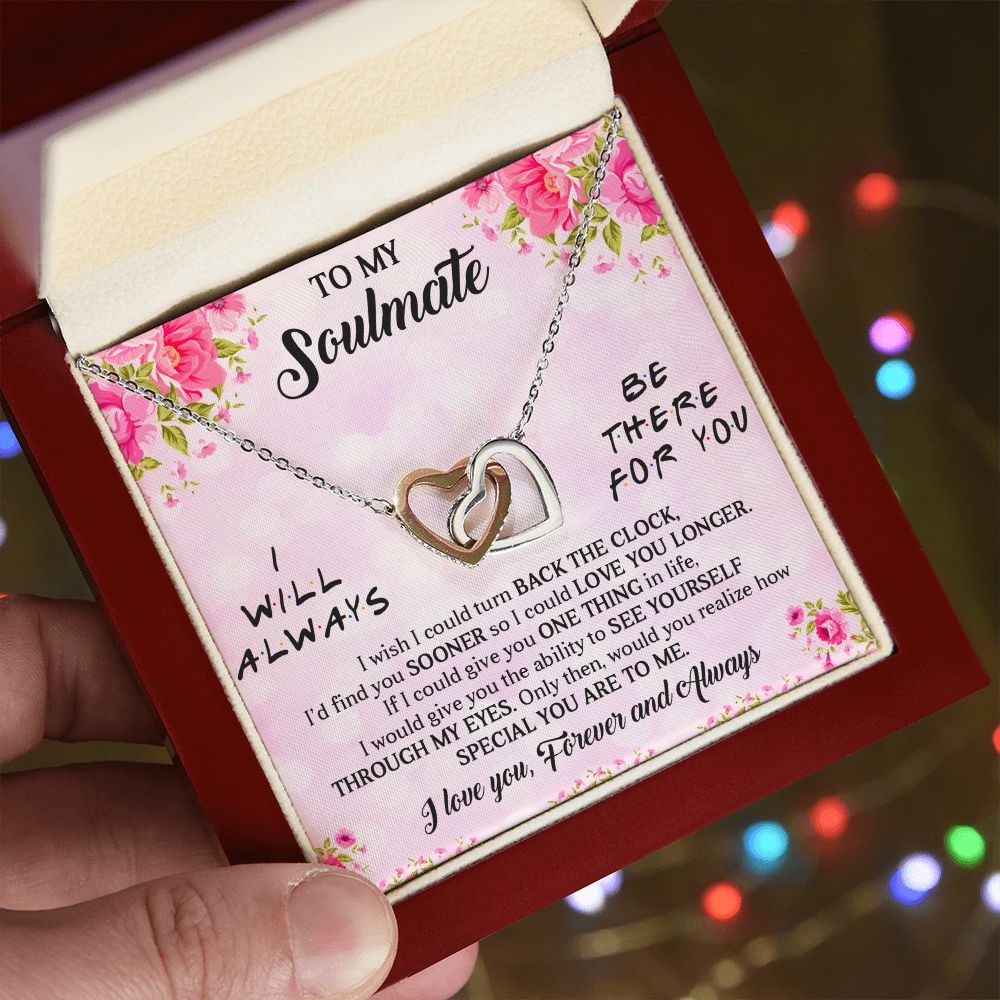 I WILL ALWAYS BE THERE FOR YOU, INTERLOCKING HEART NECKLACE, FOR COUPLES, BIRTHDAY GIFT FOR HER, NECKLACE WITH MESSAGE CARD
