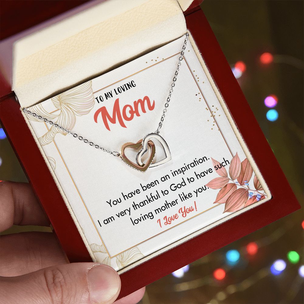 TO MY LOVING MOM, INTERLOCKING HEART NECKLACE FOR MOM, NECKLACE WITH MESSAGE CARD, BIRTHDAY, MOTHER'S DAY GIFT FOR HER