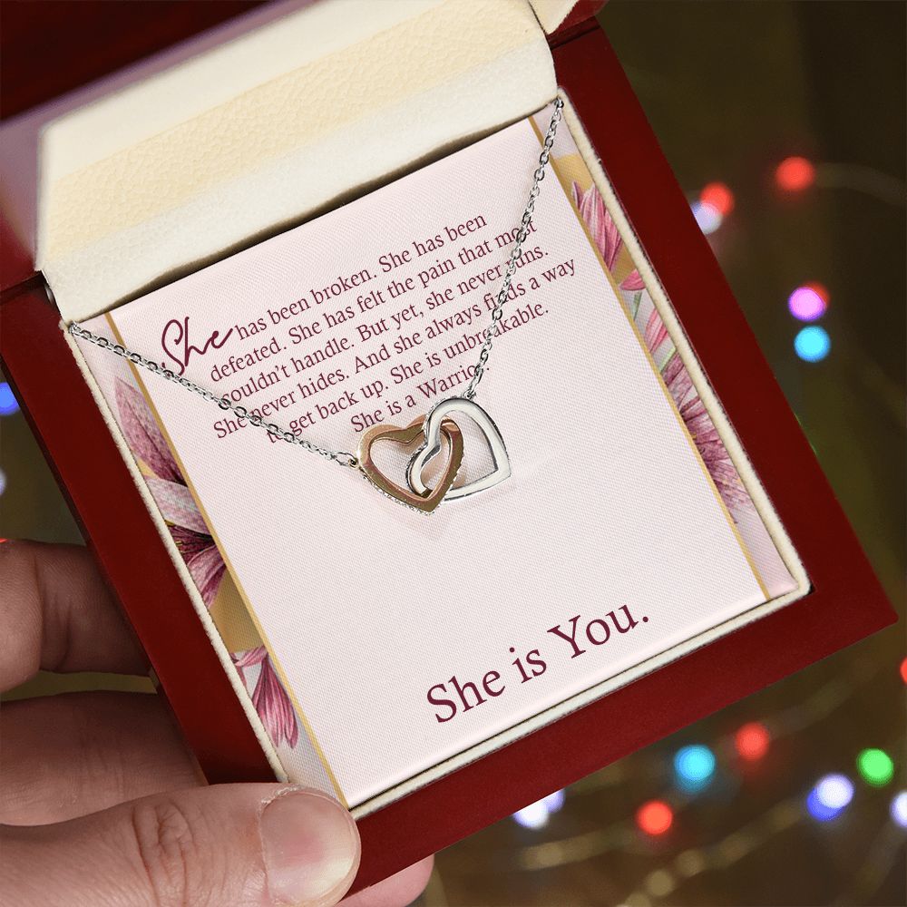 INTERLOCKING HEART NECKLACE WITH MESSAGE CARD, Gift To Self Motivate your loved ones, UNIQUE GIFT FOR HER