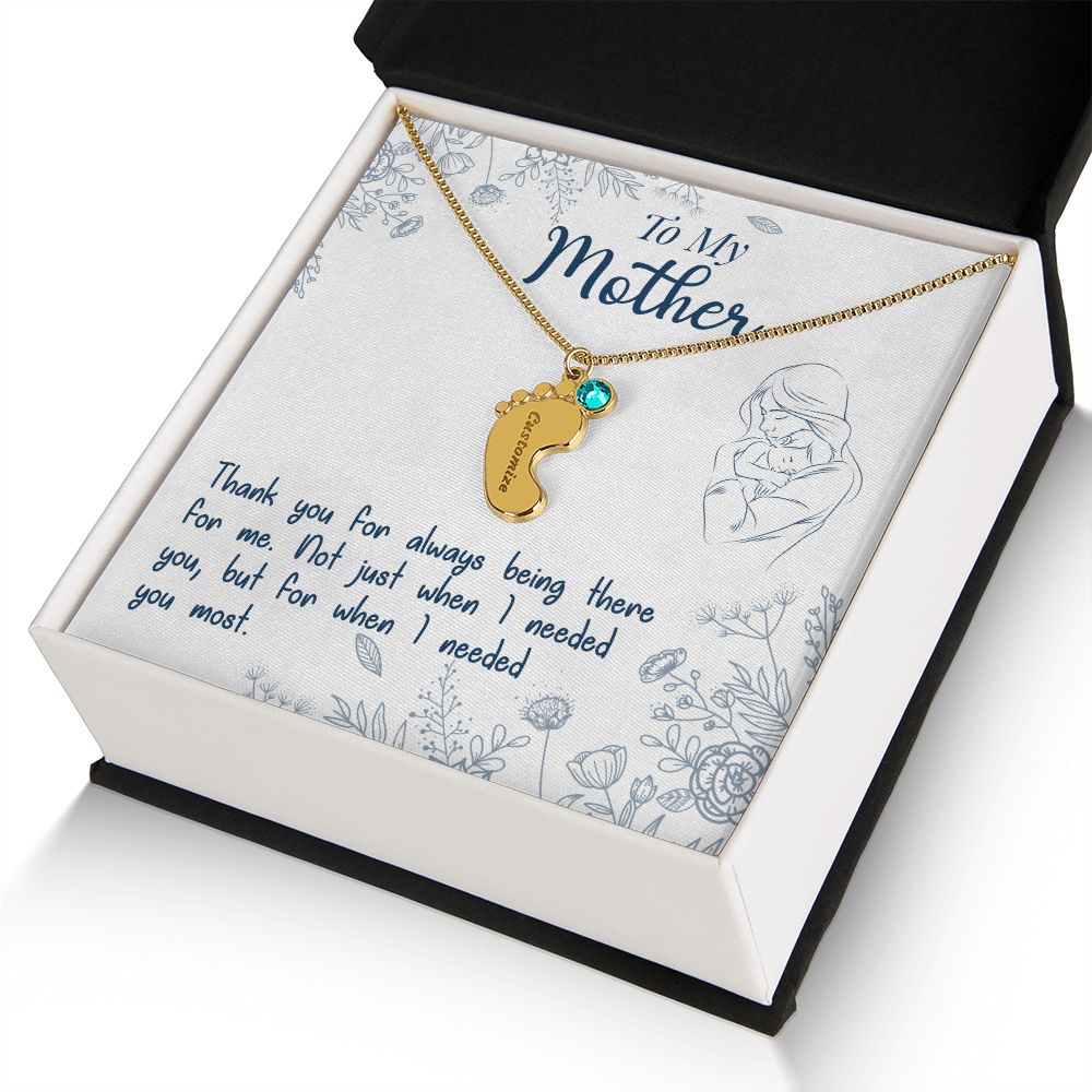 ENGRAVED BABY FEET WITH NAME AND BIRTHSTONE, NECKLACE GIFT FOR MOM WITH KIDS NAME, WITH MESSAGE CARD, MOTHER'S DAY GIFT, FOR MOM FROM SON/DAUGHTER