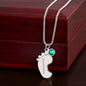 ENGRAVED BABY FEET WITH NAME AND BIRTHSTONE, NECKLACE GIFT FOR MOM WITH KIDS NAME, WITH MESSAGE CARD, BIRTHDAY/ MOTHER'S DAY GIFT FOR MOM