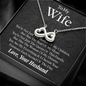 To My Wife, Infinity Hearts Necklace With You Are The Queen Of This Family Message Card, Anniversary, Birthday, Gift For Her, Jewelry For Her, Pendant For Her