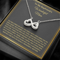 To My Boyfriend's Wonderful Mom, Infinity Hearts Necklace With Thanks For Raising The Man Of My Dream Message Card, Mother's Day Gift, Birthday, Anniversary, Gift For Her, Pendant For Her, Jewelry For Her