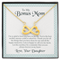 To My Bonus Mom, Infinity Hearts Necklace With I'm So Glad To Have You Here In My Life Message Card, Jewelry For Her, Mother's Day Gift, Anniversary, Birthday, Gift For Her, Pendant For Her