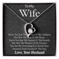 To My Wife, Forever Love Necklace With You Are The Queen Of This Family Message Card, Anniversary, Birthday, Gift For Her, Jewelry For Her, Pendant For Her