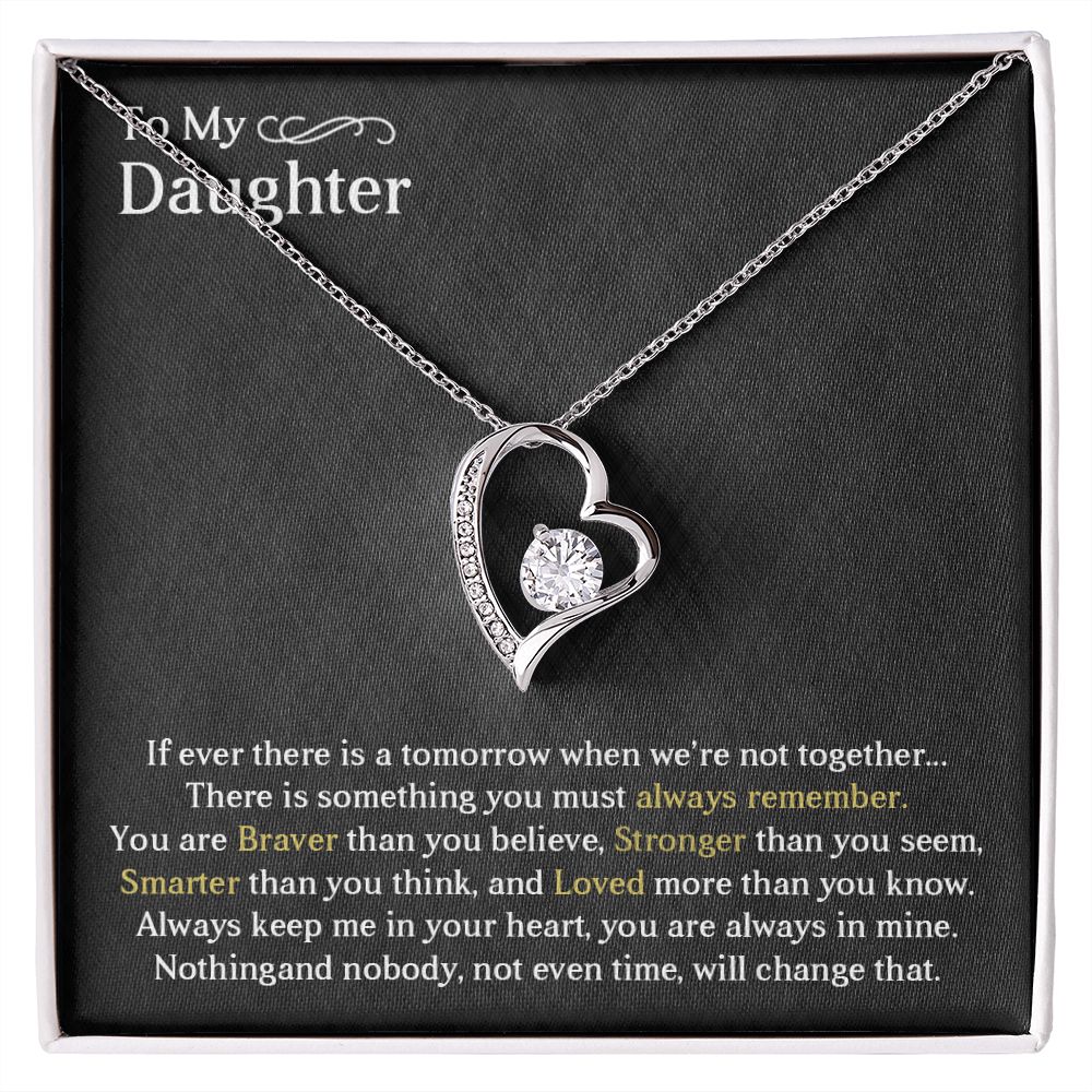 TO MY DAUGHTER, FOREVER LOVE NECKLACE WITH MESSAGE CARD, BIRTHDAY AND DAUGHTERS DAY GIFT FOR HER