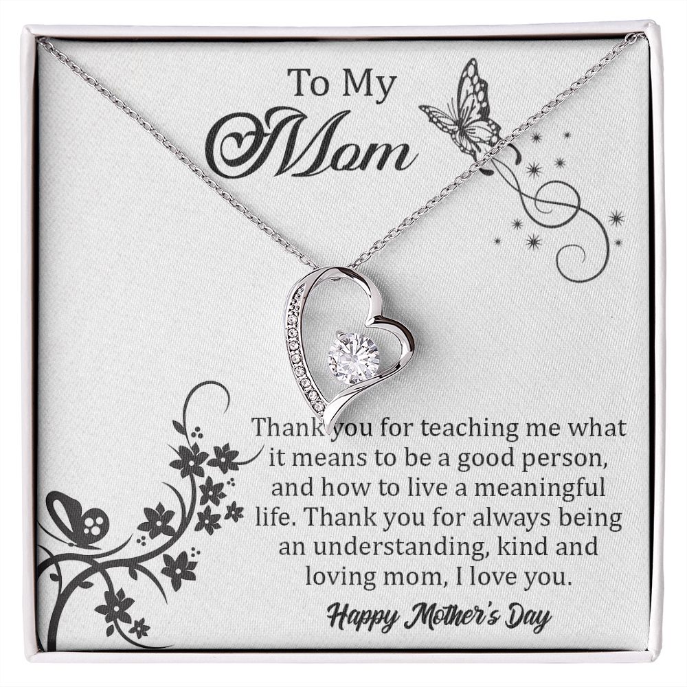 TO MY MOM, FOREVER LOVE NECKLACE FOR MOM, NECKLACE WITH MESSAGE CARD, BIRTHDAY, MOTHER'S DAY GIFT FOR HER