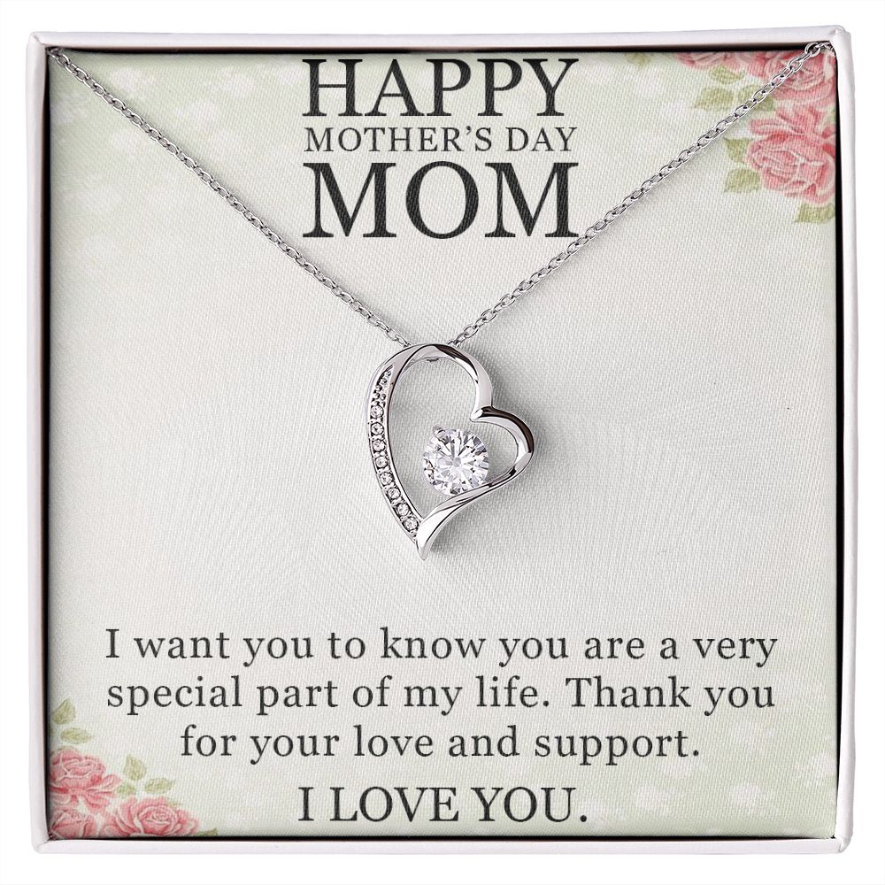 HAPPY MOTHER'S DAY MOM, I LOVE YOU, FOREVER LOVE NECKLACE FOR MOM, NECKLACE WITH MESSAGE CARD, BIRTHDAY, MOTHER'S DAY GIFT FOR HER