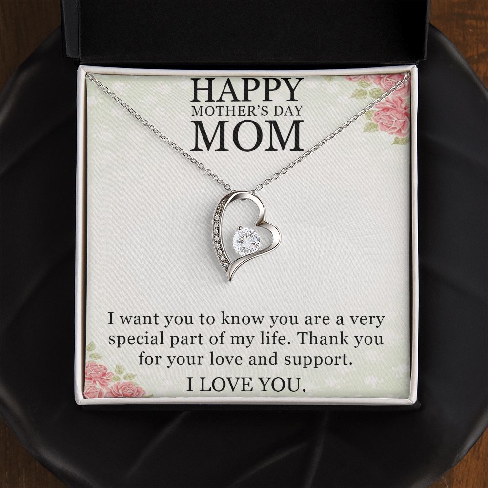 HAPPY MOTHER'S DAY MOM, I LOVE YOU, FOREVER LOVE NECKLACE FOR MOM, NECKLACE WITH MESSAGE CARD, BIRTHDAY, MOTHER'S DAY GIFT FOR HER