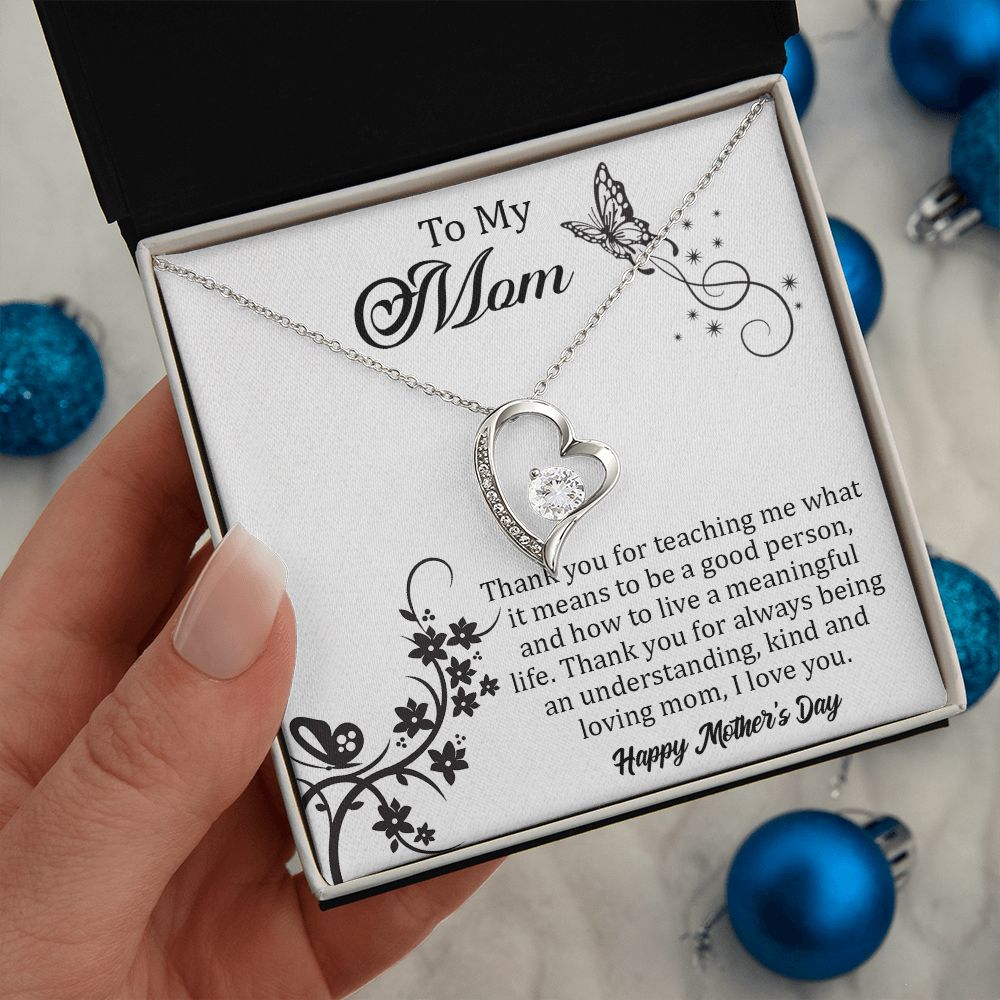 TO MY MOM, FOREVER LOVE NECKLACE FOR MOM, NECKLACE WITH MESSAGE CARD, BIRTHDAY, MOTHER'S DAY GIFT FOR HER