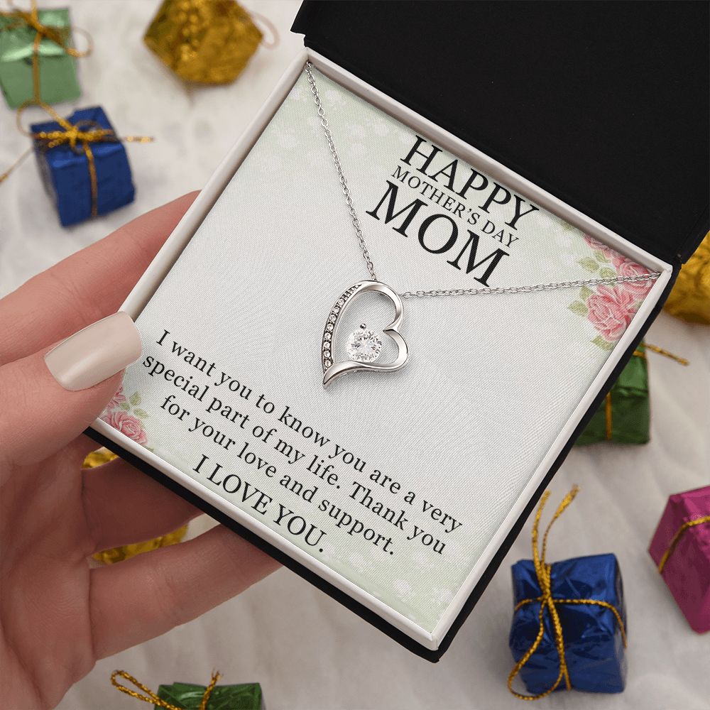 HAPPY MOTHER'S DAY MOM, I LOVE YOU, FOREVER LOVE NECKLACE FOR MOM, NECKLACE WITH MESSAGE CARD, BIRTHDAY, MOTHER'S DAY GIFT FOR HER