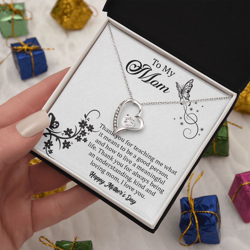 TO MY MOM, FOREVER LOVE NECKLACE FOR MOM, NECKLACE WITH MESSAGE CARD, BIRTHDAY, MOTHER'S DAY GIFT FOR HER