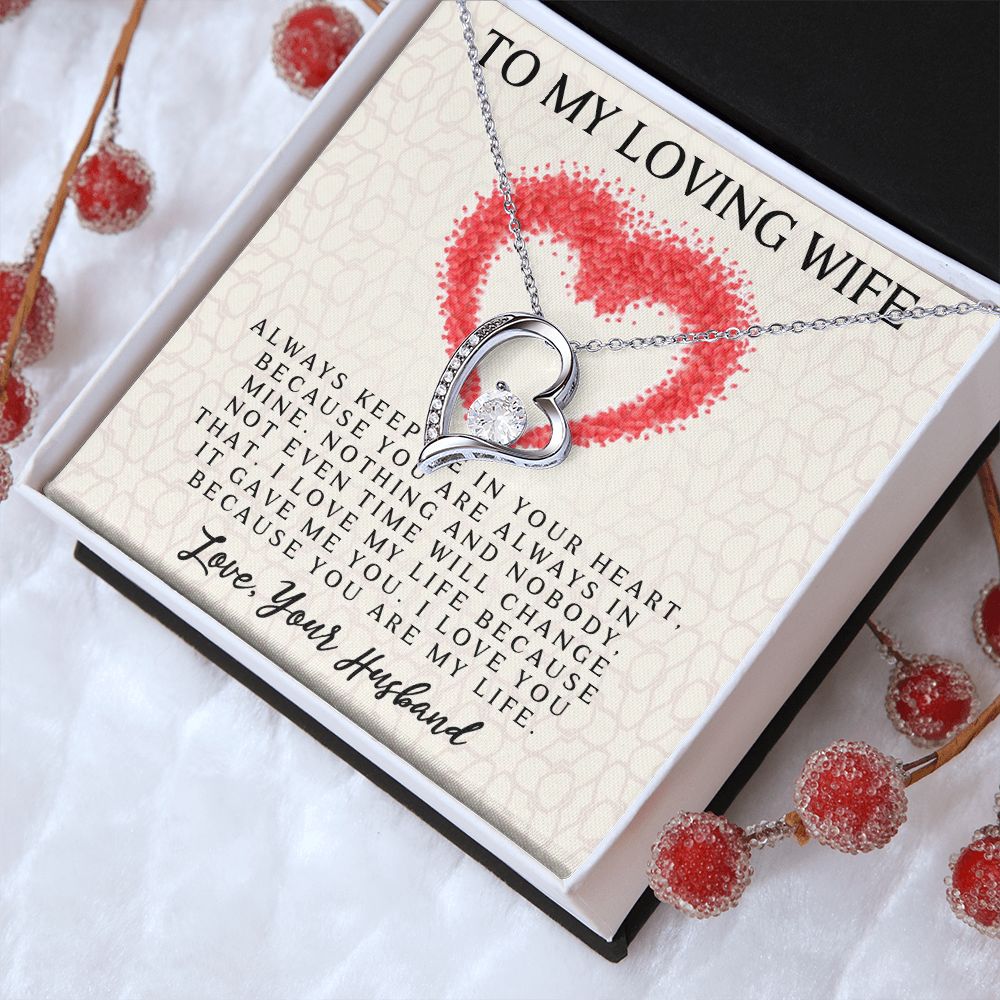 Forever Love Necklace, My Loving Wife, Necklace With Message Card, Birthday Gift For Her