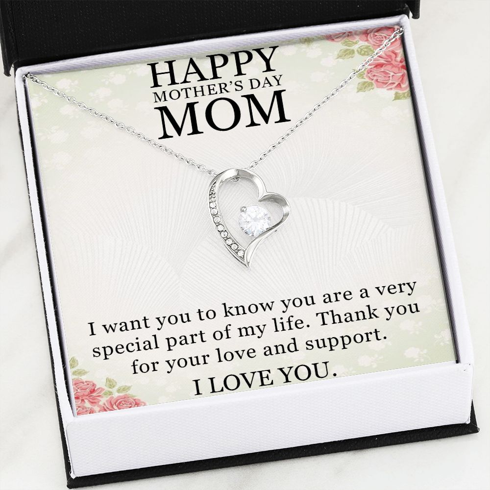 HAPPY MOTHER'S DAY MOM, I LOVE YOU, FOREVER LOVE NECKLACE FOR MOM, NECKLACE WITH MESSAGE CARD, BIRTHDAY, MOTHER'S DAY GIFT FOR HER