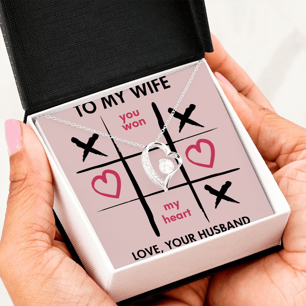 Forever Love Necklace, You Won My Heart, Wife Necklace With Message Card, Birthday Gift For Her