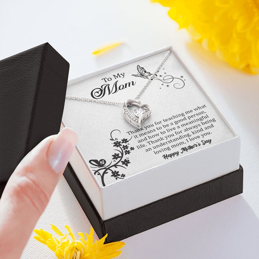 TO MY MOM, FOREVER LOVE NECKLACE FOR MOM, NECKLACE WITH MESSAGE CARD, BIRTHDAY, MOTHER'S DAY GIFT FOR HER