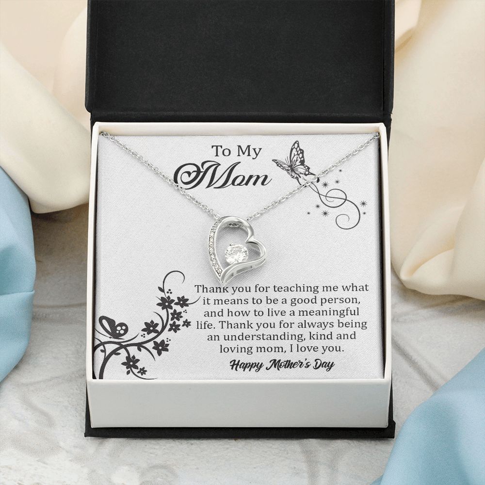TO MY MOM, FOREVER LOVE NECKLACE FOR MOM, NECKLACE WITH MESSAGE CARD, BIRTHDAY, MOTHER'S DAY GIFT FOR HER