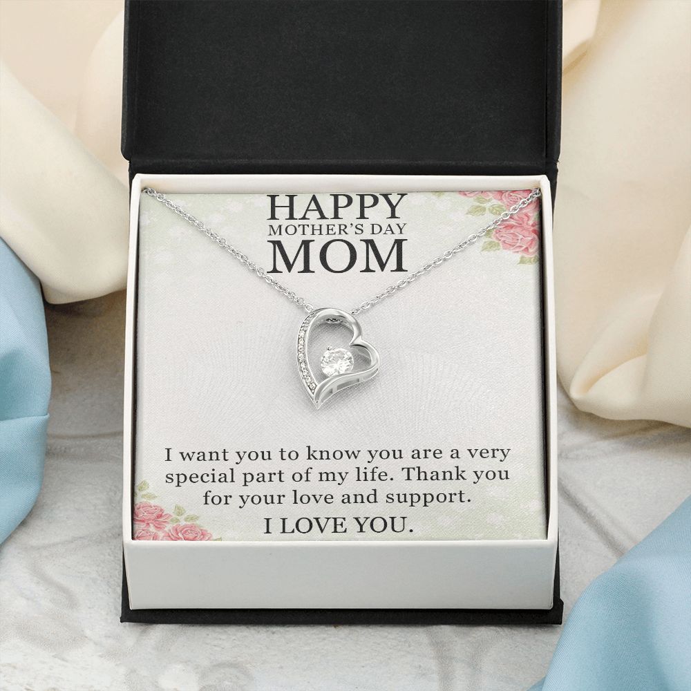 HAPPY MOTHER'S DAY MOM, I LOVE YOU, FOREVER LOVE NECKLACE FOR MOM, NECKLACE WITH MESSAGE CARD, BIRTHDAY, MOTHER'S DAY GIFT FOR HER