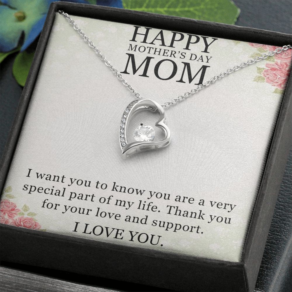 HAPPY MOTHER'S DAY MOM, I LOVE YOU, FOREVER LOVE NECKLACE FOR MOM, NECKLACE WITH MESSAGE CARD, BIRTHDAY, MOTHER'S DAY GIFT FOR HER