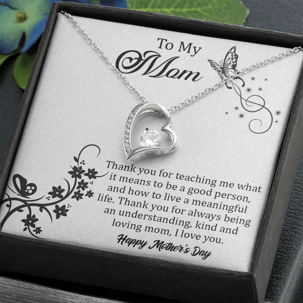 TO MY MOM, FOREVER LOVE NECKLACE FOR MOM, NECKLACE WITH MESSAGE CARD, BIRTHDAY, MOTHER'S DAY GIFT FOR HER