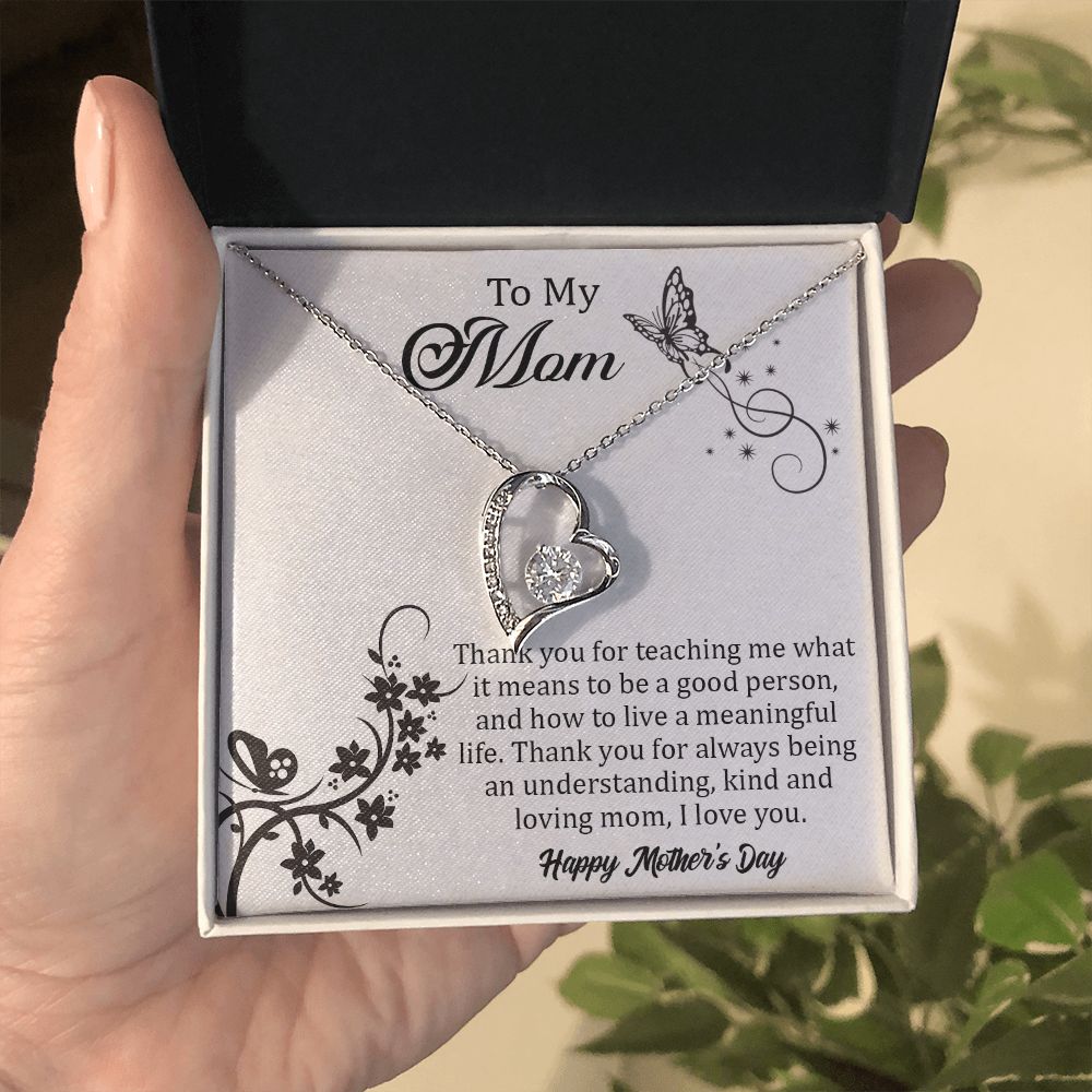 TO MY MOM, FOREVER LOVE NECKLACE FOR MOM, NECKLACE WITH MESSAGE CARD, BIRTHDAY, MOTHER'S DAY GIFT FOR HER