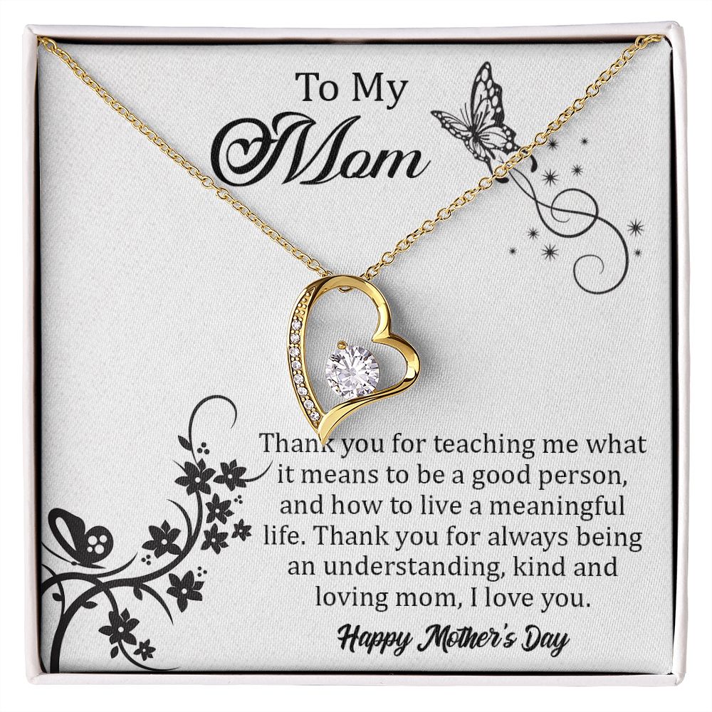 TO MY MOM, FOREVER LOVE NECKLACE FOR MOM, NECKLACE WITH MESSAGE CARD, BIRTHDAY, MOTHER'S DAY GIFT FOR HER