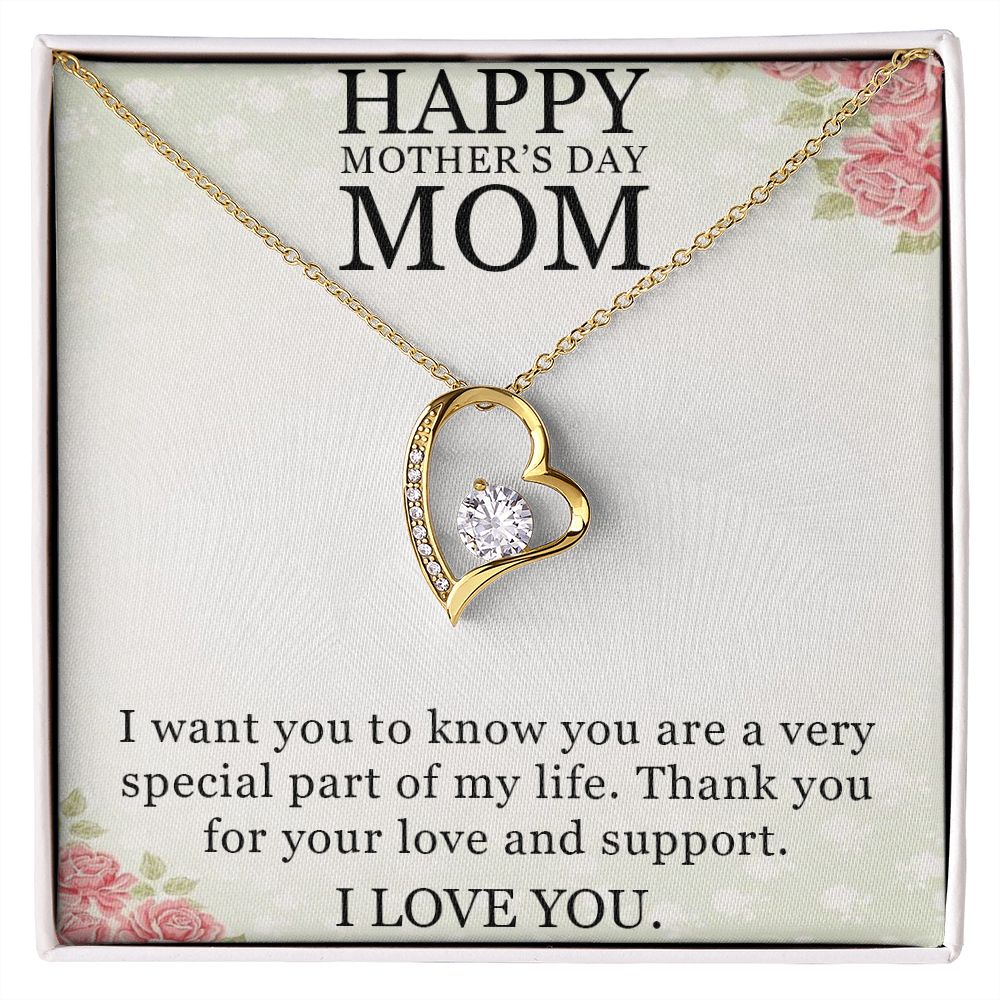 HAPPY MOTHER'S DAY MOM, I LOVE YOU, FOREVER LOVE NECKLACE FOR MOM, NECKLACE WITH MESSAGE CARD, BIRTHDAY, MOTHER'S DAY GIFT FOR HER
