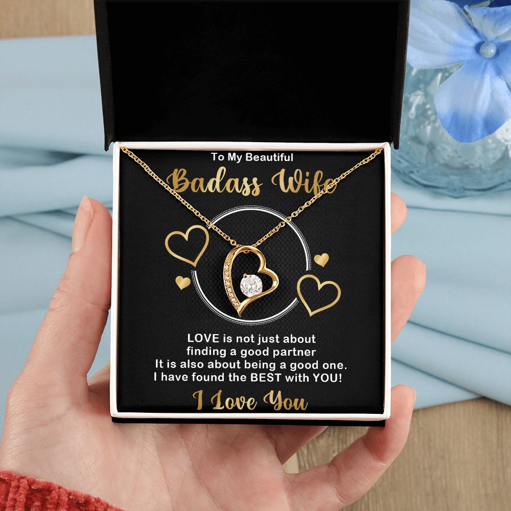 Forever Love Necklace, Badass Wife, Necklace With Message Card, Birthday Gift For Her