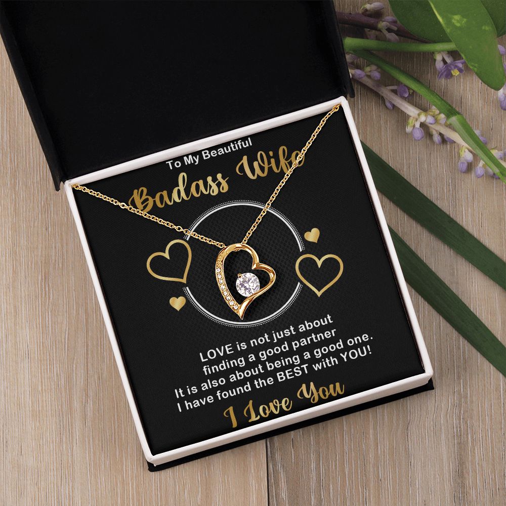 Forever Love Necklace, Badass Wife, Necklace With Message Card, Birthday Gift For Her