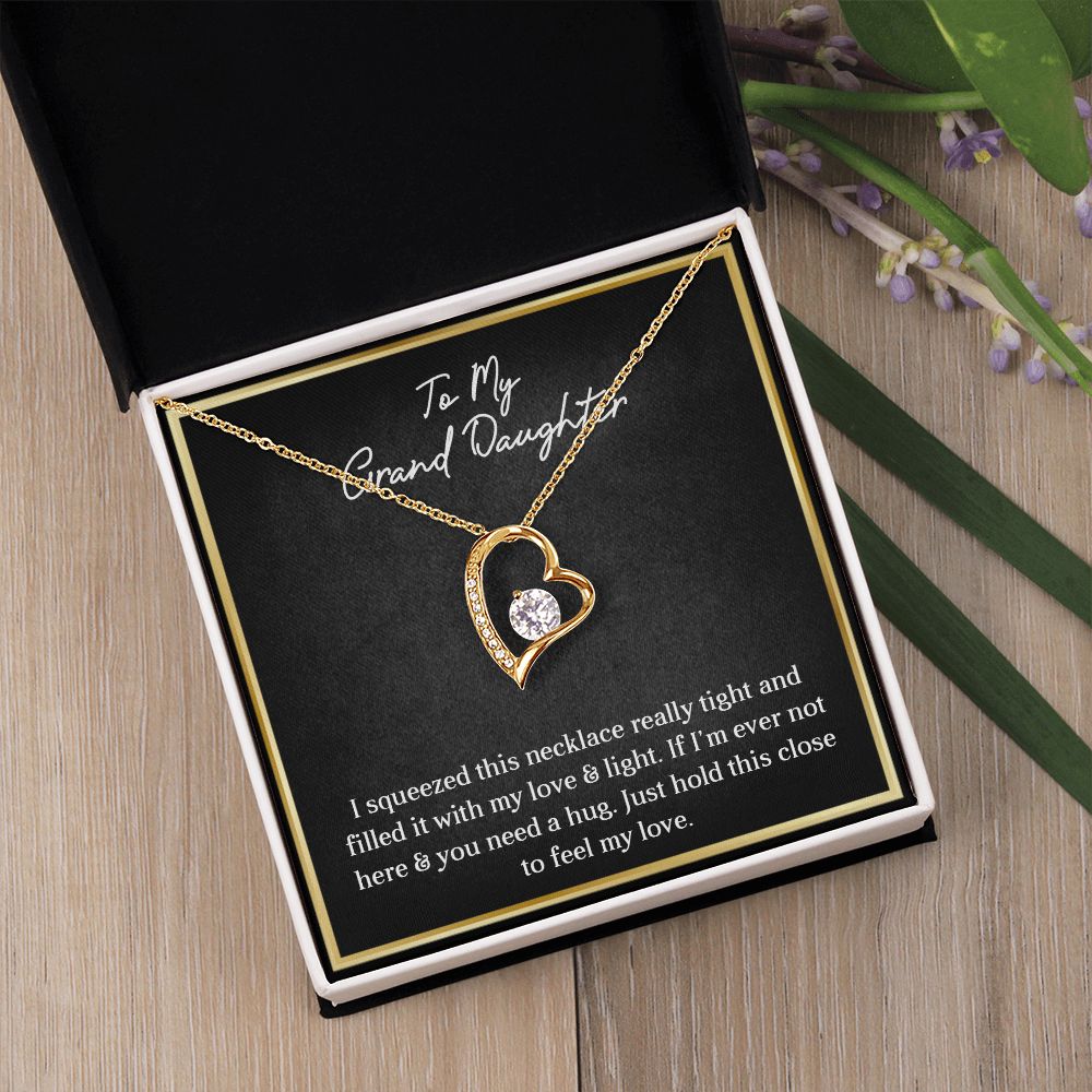 MY GRANDDAUGHTER, FOREVER LOVE NECKLACE WITH MESSAGE CARD FOR GRANDDAUGHTER, BIRTHDAY GIFT FOR HER, FROM GRANDMA/GRANDPA