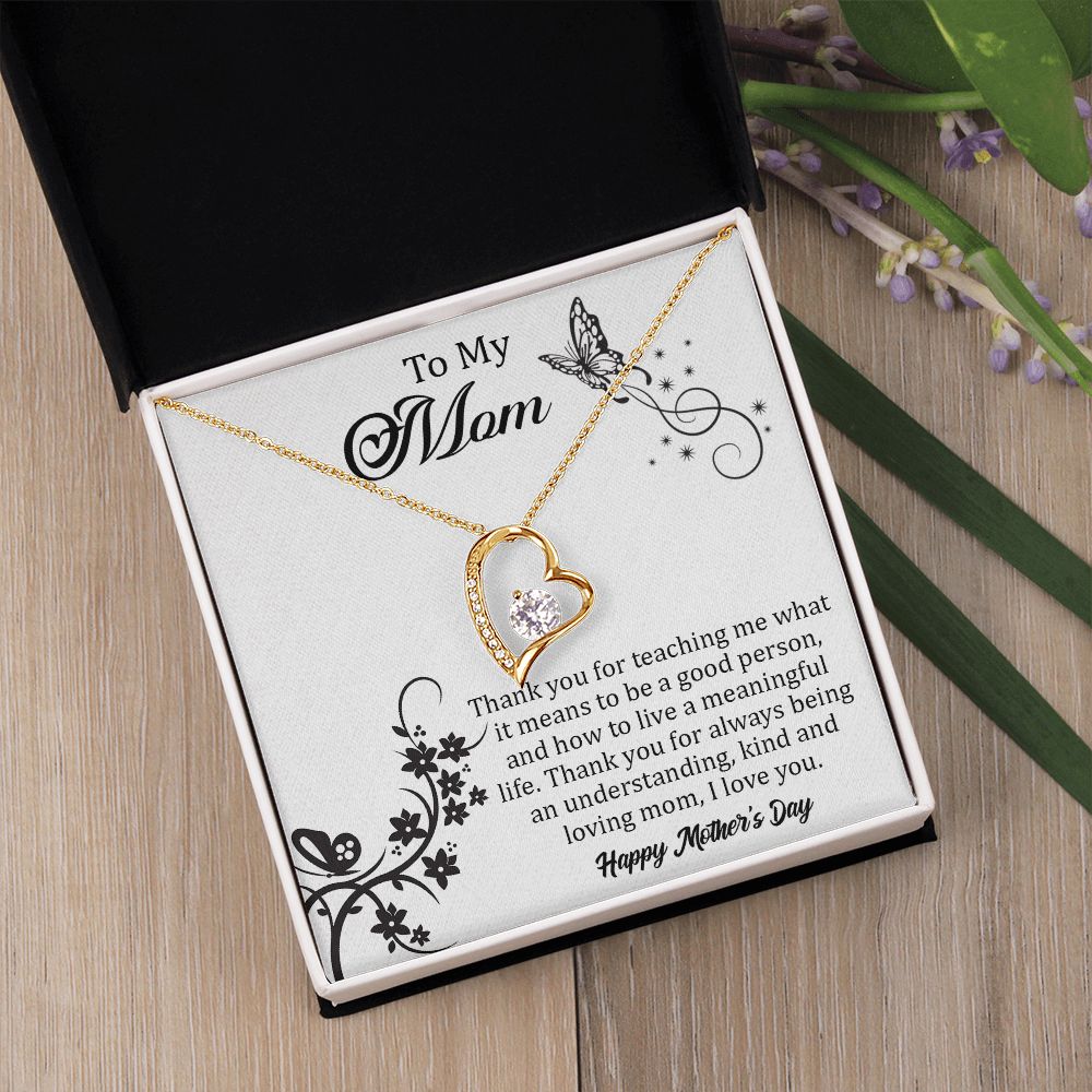 TO MY MOM, FOREVER LOVE NECKLACE FOR MOM, NECKLACE WITH MESSAGE CARD, BIRTHDAY, MOTHER'S DAY GIFT FOR HER