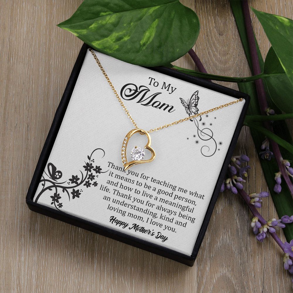 TO MY MOM, FOREVER LOVE NECKLACE FOR MOM, NECKLACE WITH MESSAGE CARD, BIRTHDAY, MOTHER'S DAY GIFT FOR HER