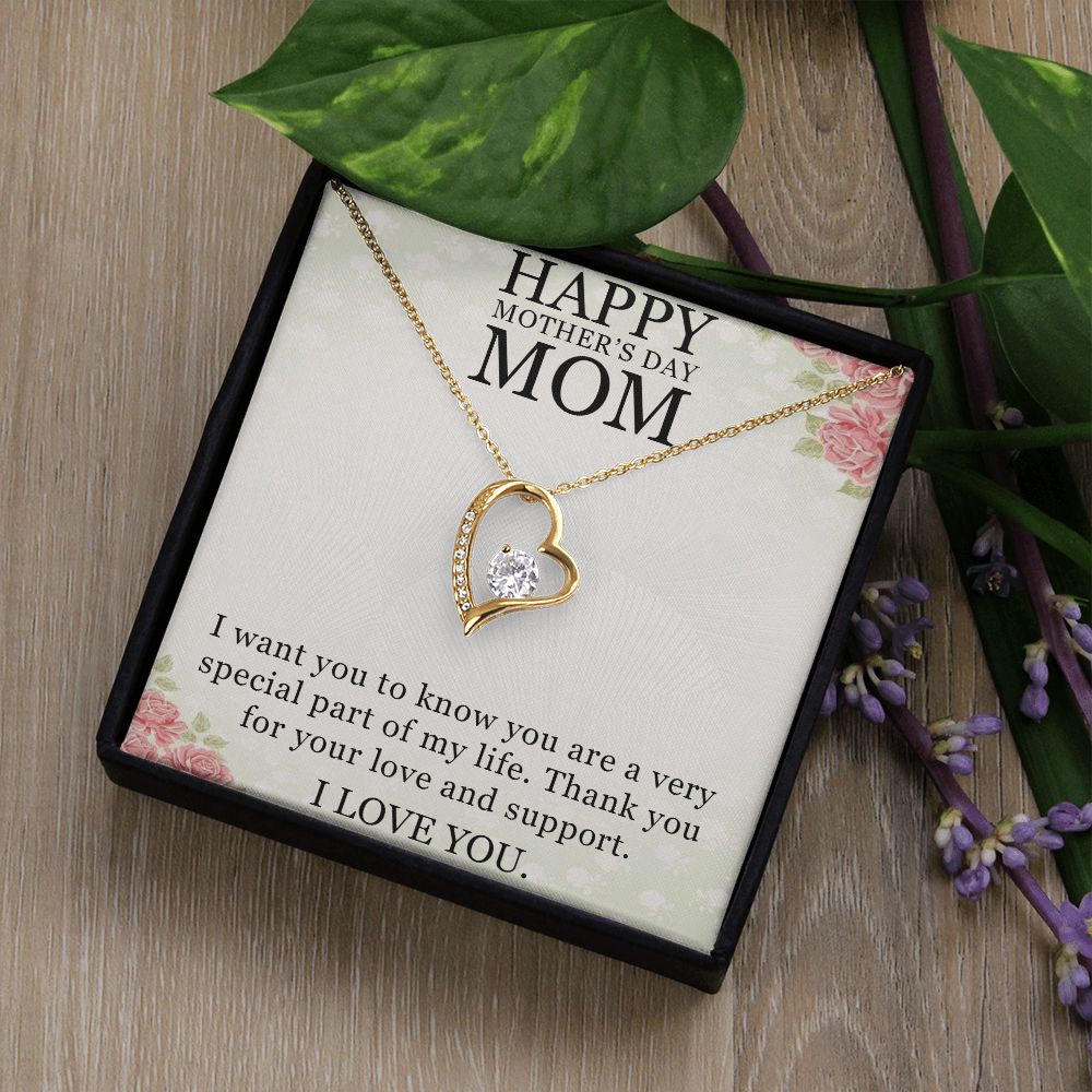 HAPPY MOTHER'S DAY MOM, I LOVE YOU, FOREVER LOVE NECKLACE FOR MOM, NECKLACE WITH MESSAGE CARD, BIRTHDAY, MOTHER'S DAY GIFT FOR HER