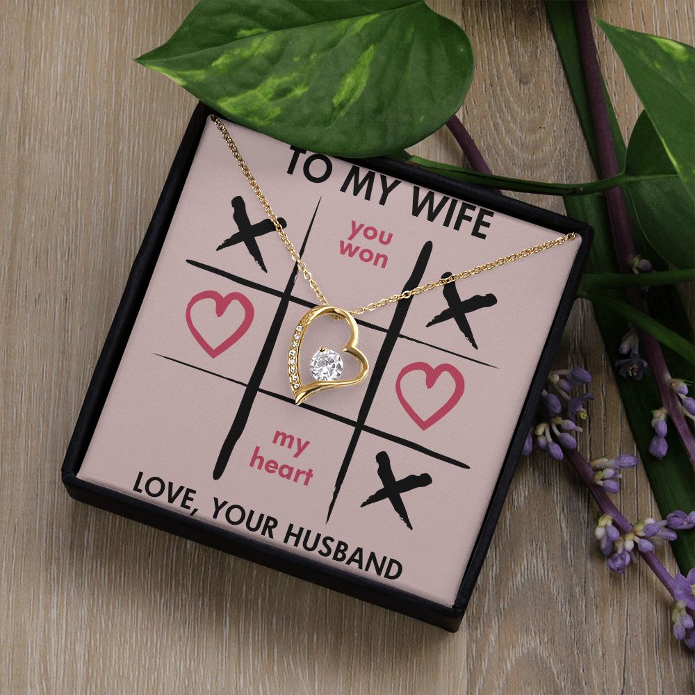 Forever Love Necklace, You Won My Heart, Wife Necklace With Message Card, Birthday Gift For Her
