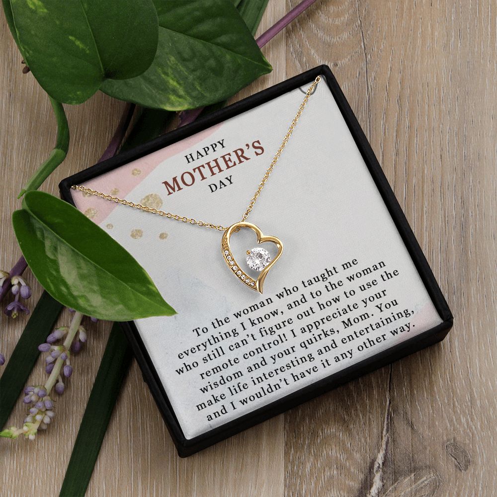 HAPPY MOTHERS DAY, FOREVER LOVE NECKLACE FOR MOM, NECKLACE WITH MESSAGE CARD, BIRTHDAY, MOTHER'S DAY GIFT FOR HER, FROM DAUGHTER/SON