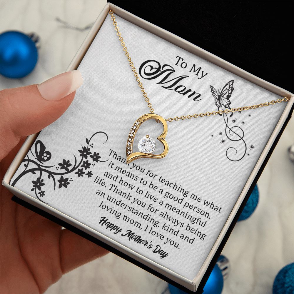 TO MY MOM, FOREVER LOVE NECKLACE FOR MOM, NECKLACE WITH MESSAGE CARD, BIRTHDAY, MOTHER'S DAY GIFT FOR HER