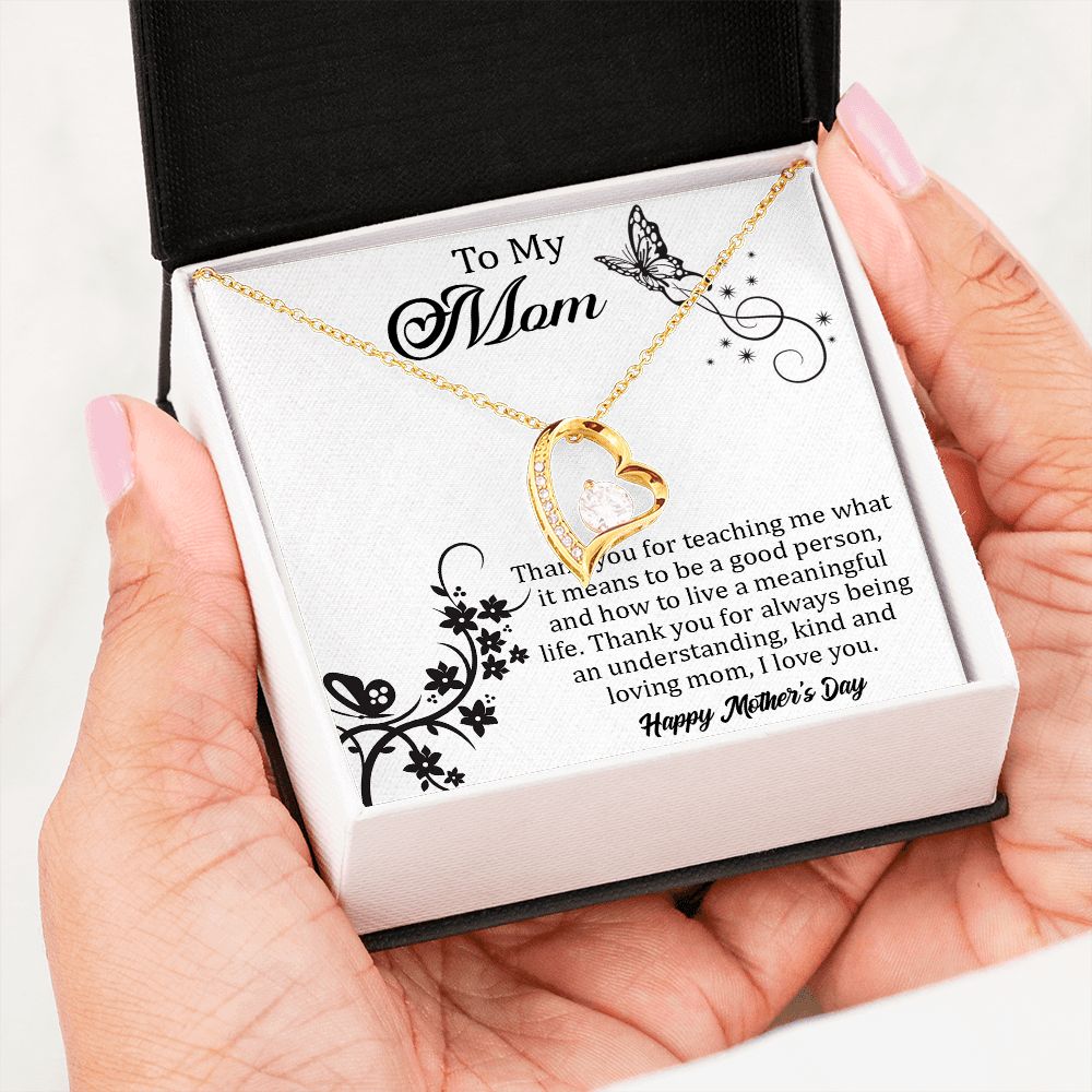 TO MY MOM, FOREVER LOVE NECKLACE FOR MOM, NECKLACE WITH MESSAGE CARD, BIRTHDAY, MOTHER'S DAY GIFT FOR HER