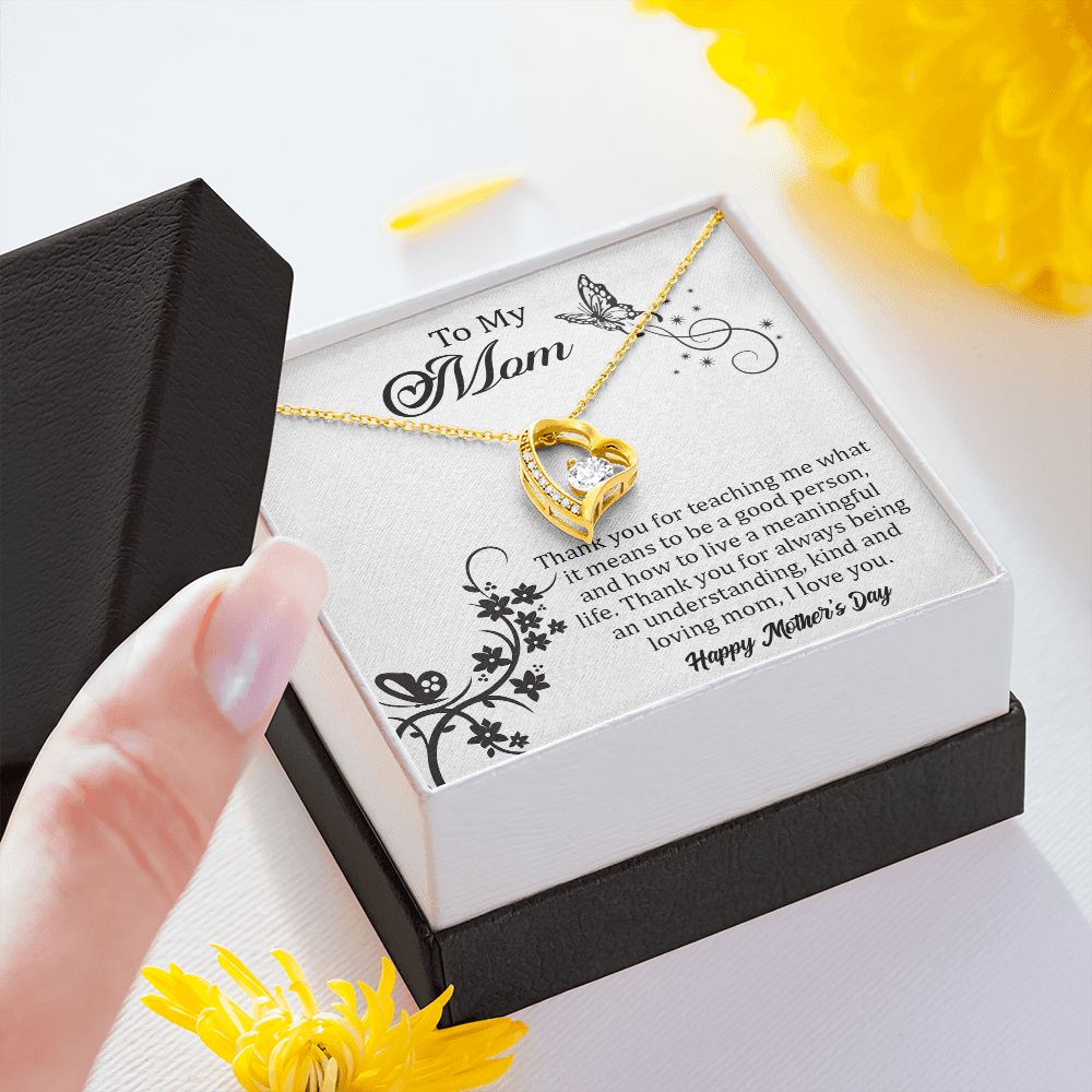 TO MY MOM, FOREVER LOVE NECKLACE FOR MOM, NECKLACE WITH MESSAGE CARD, BIRTHDAY, MOTHER'S DAY GIFT FOR HER