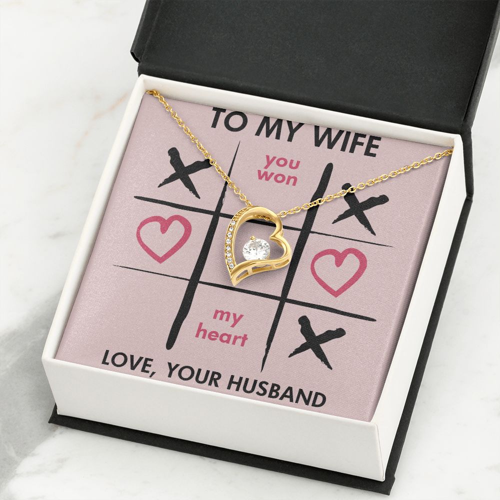 Forever Love Necklace, You Won My Heart, Wife Necklace With Message Card, Birthday Gift For Her