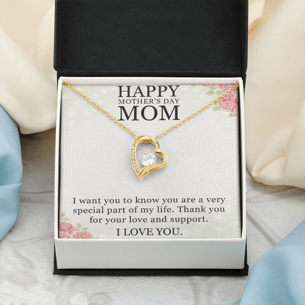 HAPPY MOTHER'S DAY MOM, I LOVE YOU, FOREVER LOVE NECKLACE FOR MOM, NECKLACE WITH MESSAGE CARD, BIRTHDAY, MOTHER'S DAY GIFT FOR HER