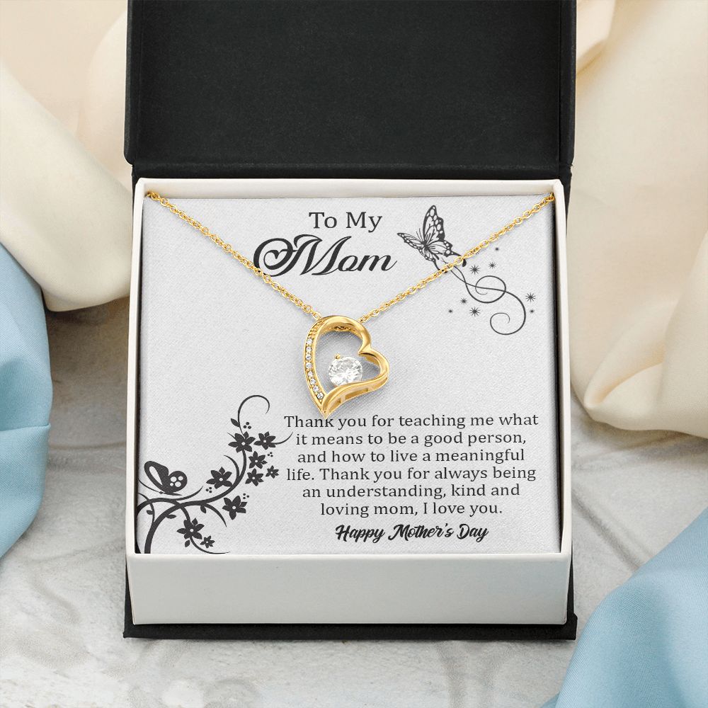 TO MY MOM, FOREVER LOVE NECKLACE FOR MOM, NECKLACE WITH MESSAGE CARD, BIRTHDAY, MOTHER'S DAY GIFT FOR HER