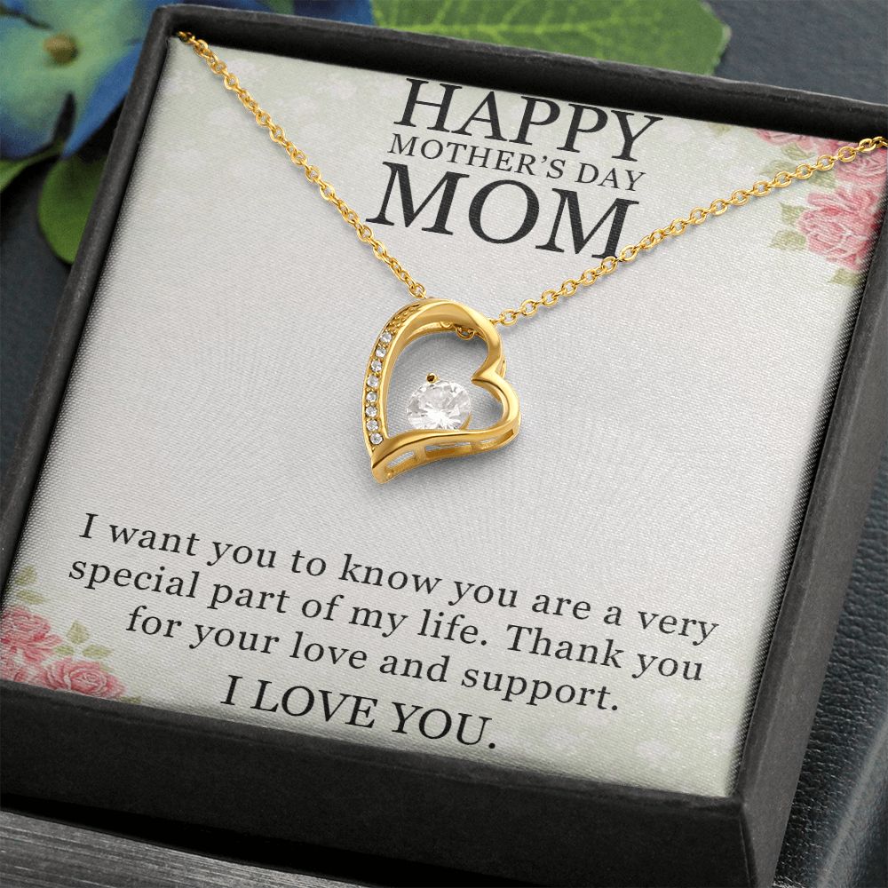 HAPPY MOTHER'S DAY MOM, I LOVE YOU, FOREVER LOVE NECKLACE FOR MOM, NECKLACE WITH MESSAGE CARD, BIRTHDAY, MOTHER'S DAY GIFT FOR HER