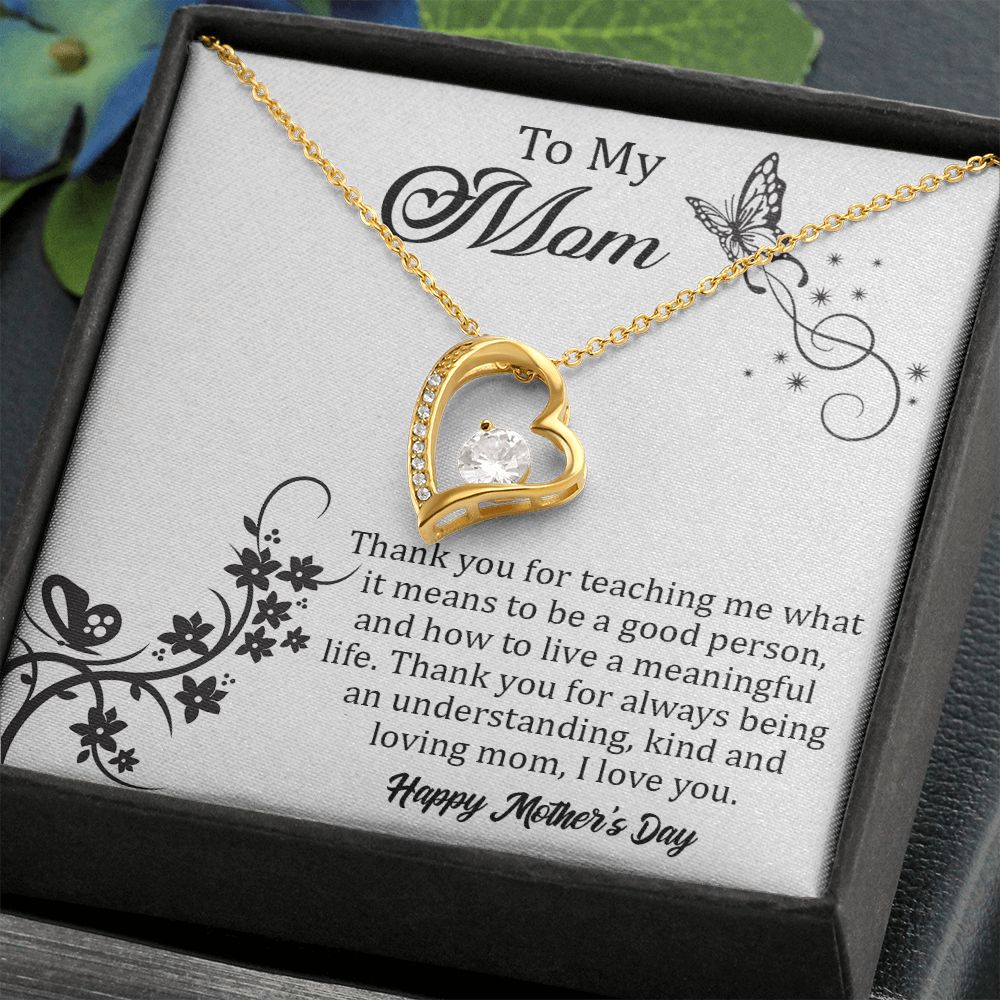 TO MY MOM, FOREVER LOVE NECKLACE FOR MOM, NECKLACE WITH MESSAGE CARD, BIRTHDAY, MOTHER'S DAY GIFT FOR HER