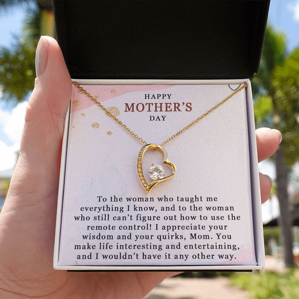 HAPPY MOTHERS DAY, FOREVER LOVE NECKLACE FOR MOM, NECKLACE WITH MESSAGE CARD, BIRTHDAY, MOTHER'S DAY GIFT FOR HER, FROM DAUGHTER/SON
