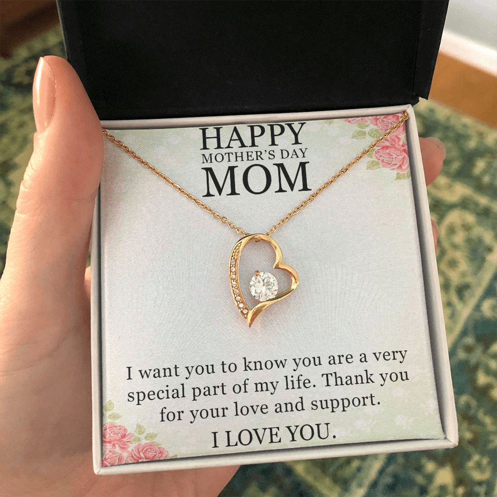 HAPPY MOTHER'S DAY MOM, I LOVE YOU, FOREVER LOVE NECKLACE FOR MOM, NECKLACE WITH MESSAGE CARD, BIRTHDAY, MOTHER'S DAY GIFT FOR HER